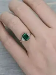 2.32 Ct Octagon Cut Natural Emerald Diamond Ring14K solid white gold