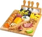 Bamboo Cheese and Charcuterie Board and Knife Set with Slide-Out Cutlery Drawer