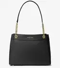 NWT- Michael Kors Lori Black Medium Chain Tote Bag In luggage