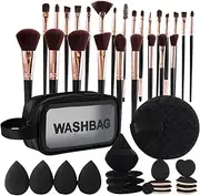 Makeup Brushes and Sponges Set,47X Travel Makeup Brushes - Professional Face Make up Blenders, Eye Make up Sponges, Powder Puff for Women Girls