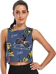 [Joisal] Motorcycles Sport Car Womens Tank Tops Workout Quick Dry Running Tank Top