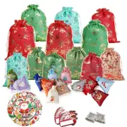 foiesfiuh 24 Pack Burlap Christmas Drawstring Bags, 15.7x11.8 Inch Christmas ...