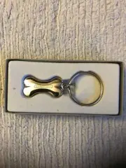 Cute Metal BergQuist Dog Bone Keychain Key Ring Puppy Necklace Pendant US seller