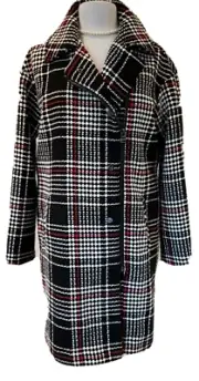 NEXT Outerwear Coat ladies checked zip up wool blend with pockets Size 12