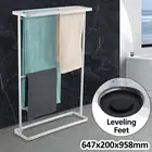 Metal Towel Rack Rail Bars Freestanding Towel Holder Drying Shelf Stand White