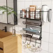 Wall-Mounted Hair Dryer Holder Styling Tool Organizer 4-Shelf Storage Wire Ba...