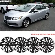 For Honda Civic 15" Set of 4 Hubcaps Wheel Covers Hub Caps Fits R15 Steel Wheel