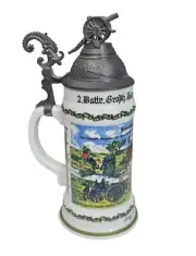 RARE German Lithophane regimental beer stein Rgt 61 CIRCA 1905