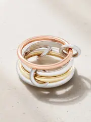 [Spinelli Kilcollin] Spinelli Kilcollin - Hyacinth Set Of Four 18-karat Yellow And Rose Gold And Sterling Silver Rings - 6 6 Silver