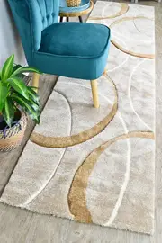 Pompon Circle Beige Runner Rug
