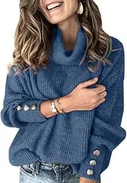 [Sovelen] Women's Oversized Turtleneck Chunky Pullover Sweaters Cowl Neck Long Sleeve Winter Slouchy Loose Knit Sweaters