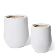 2pc E Style Aiden Fibrestone Planters Set Home/Garden Decor 44/56cm Beige