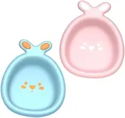 NAMOARLY 2Pcs Portable Wash Basin Cute Rabbit Design Thickened Face Bathtub Multi Use for Washing Face Feet Food Storage for Home Travel Camping