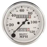 Autometer Old Tyme White 120Mph Speedo Mechanical Trip Meter - 120mph, 3 1/8 Inch, AU1693