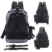 Fishing Backpack Tackle Sling Bag Fishing Gear Backpack Black&grey-(17*10*6In)