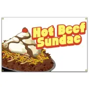 Hot Beef Sundae Banner Concession Stand Food Truck Single Sided