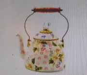 MACKENZIE-CHILD'S WILDFLOWERS PINK 2 QT. TEAPOT,KETTLE,NEW IN BOX