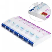 7 Day Pill Box Organizer Tablet Holder Medicines Push Button Open Weekly Storage