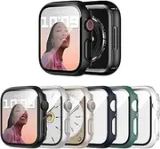 JERXUN 6 Pack Case with Tempered Glass Screen Protector for Apple Watch SE (2023 New)/6/SE/5/4 44mm, Ultra-Thin Scratch Resistant Full Protective Hard PC Bumper Cover for iWatch 44mm Accessories