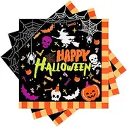 Halloween Napkins 3-ply Soft Paper Serviettes Disposable 50 count Halloween Luncheon Napkins Party Napkins 13”x13" for Spooky Halloween dinnerware Party Napkins Disposable Cocktail Napkins Tableware