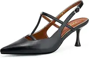 [FRJR] Kitten Heels for Women Slingback Shoes Closed Pointed Toe Stiletto Pumps Slip on High Heels for Dressy Party Office Heeled Sandals