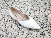 MIU MIU White Leather D'Orsay Ballet Flats Sandals Shoes IT37/US6.5 NIB