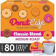 Donut Café - Coffee Gourmet Pods, Classic Blend, Medium Roast – Non-GMO, Gluten Free – Compatible with Keurig K Cup Brewers – Smooth & Delicious – 80 Count
