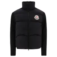 在飛比找momo購物網優惠-【MONCLER】秋冬新款 男款 前襟羽絨針織外套-黑色(1