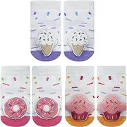 [PUPPET] Baby Girl Rattle Socks for 0-6 Months 3-Pack Dessert Set Ice Cream Donut Cupcake Infant Adorable Socks Series