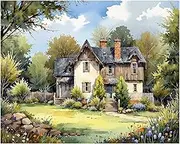TAOPAOLAB Country Cottage Paint by Numbers Kit for Adults - DIY Vintage House and Garden Painting on Canvas 16x20 Inches, Acrylic Paint Set, Suitable for Beginners, Art for Home Decoration or Gifts