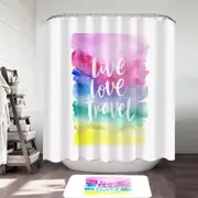 Positive Motto Colorful Pastel Live Love Travel Shower Curtain