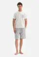 White Tshirt & Shorts, Crew Neck, Regular Fit, Short Leg, Short Sleeve Sleepwear for Men