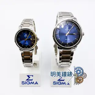 SIGMA 簡約時尚鋼帶情侶對錶 / 銀X藍 / 女 /1122L-3/$原價3840