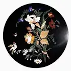 Round Black Marble Coffee Table Top Beautiful Design Inlay Work Corner Table