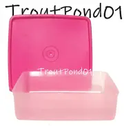 Tupperware Square Away Sandwich Keeper Sheer Pink Vtg Style New