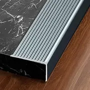 3PCS Aluminum L-Shaped Stair Nosing Profile, Anodized Aluminum Stair Nosing Profile Corner Protection Profile, Stair Nosing with Anti-Slip Grooves-Gray||50x30MM