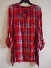 Ladies Plus Blouse Red Plaid Cotton Size 1X NWT Simply Emma