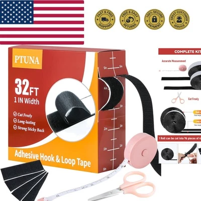 Strong Adhesive 32Ft Hook and Loop Tape - Perfect for Home, Office & Crafts