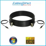SVGA VIDEO + AUDIO 3.5MM Cable 15-pin Male VGA PC Projector Monitor Display Lot