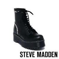 在飛比找momo購物網優惠-【STEVE MADDEN】AVENGER 真皮鉚釘拉鍊綁帶