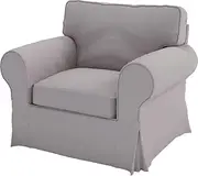 [HomeTown Market] Sofa Covers Custom Made for IKEA Ektorp Sofa, Loveseat Couch, Chair, Chaise, Footstool (Ottoman) Slipcovers, Polyester Flax Light Gray, Ektorp Chair