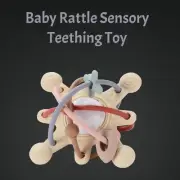 3 in 1 Silicone Infant Teether Sensory Baby Rattle Toy 0-12 Months