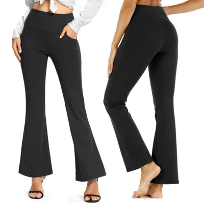 High Waist Women Yoga Flare Pants Wide Long Leg Casual Leggings Bootcut Trousers