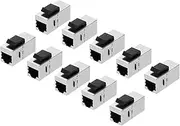 uxcell 10 Pack RJ45 Cat 7 Ethernet Coupler, Cat7 Shielded Coupler Jacks Female to Female Ethernet Adapter, Silver