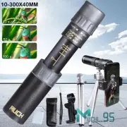 4K 10-300X40mm Super Telephoto Zoom Monocular Telescope w/Tripod+Clip Waterproof