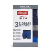 WRANGLER L 36-38 FIVE STAR SOFT FLEX MODAL BOXERS BRIEFS 3 PACK 6 in. Inseam NEW
