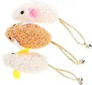 BESPORTBLE 3pcs Plush Mouse Cat Teaser Interactive Kitten Chewing with Bells Fun Indoor Play for Cats Engaging Pet to Reduce Loneliness and Protect Furniture