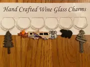 " CLASS A RV CAMPING" SET OF 6 HAND CRAFTED wine glass charms