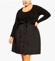 City Chic Medium Dress Uptown Girl Black Long Sleeve,plus Size 18