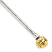 7.5 Inch Ss & 14K Reflections Clasp Bead Bracelet